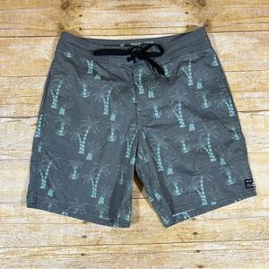RVCA Mens Nature Board Shorts Size 29 Gray Palm Tree Print